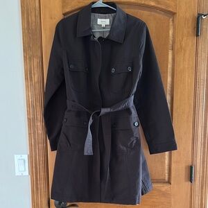 Merona Plaid Lined Utility Trench Coat Belted Cargo Field Jacket Large L